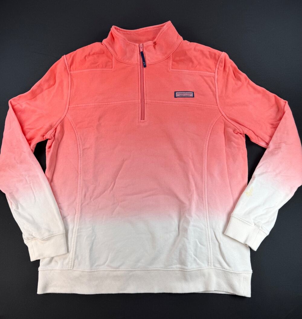 Vineyard Vines Orange Sorbet Ombre 1/4 Zip Shep Shirt Sweatshirt (Women's L)